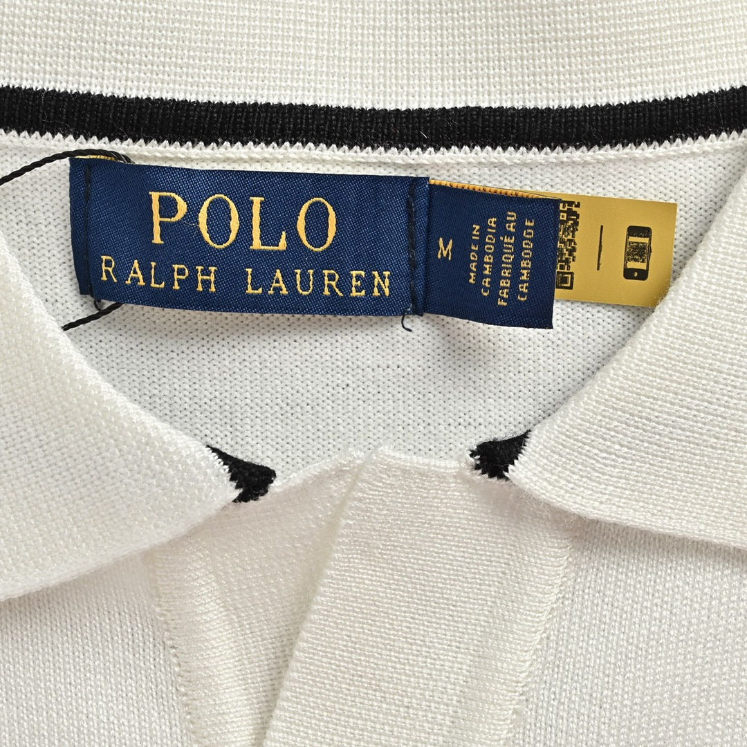 Ralph Lauren Striped V-neck knitted Polo short sleeves