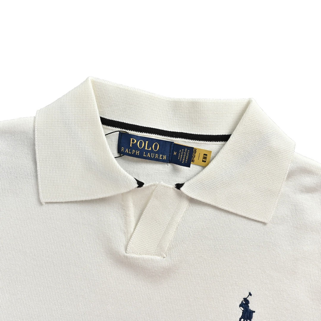 Ralph Lauren Striped V-neck knitted Polo short sleeves