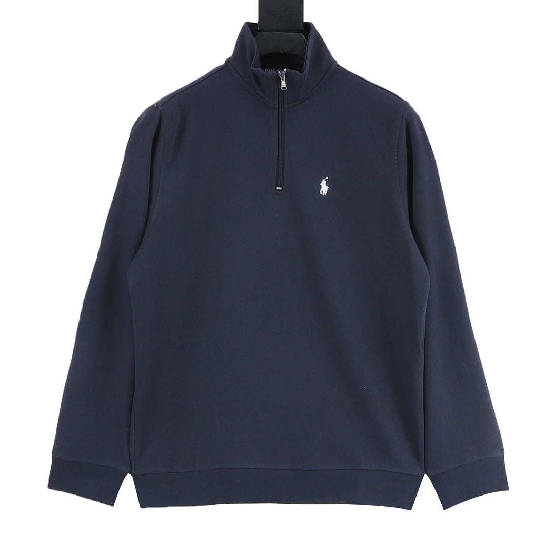 Ralph Lauren Stand-Neck Half-Zipper Pony Embroidered Pullover