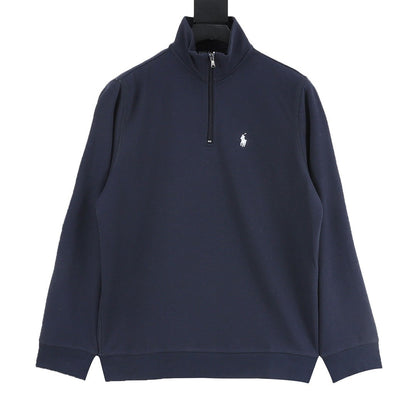 Ralph Lauren Stand-Neck Half-Zipper Pony Embroidered Pullover