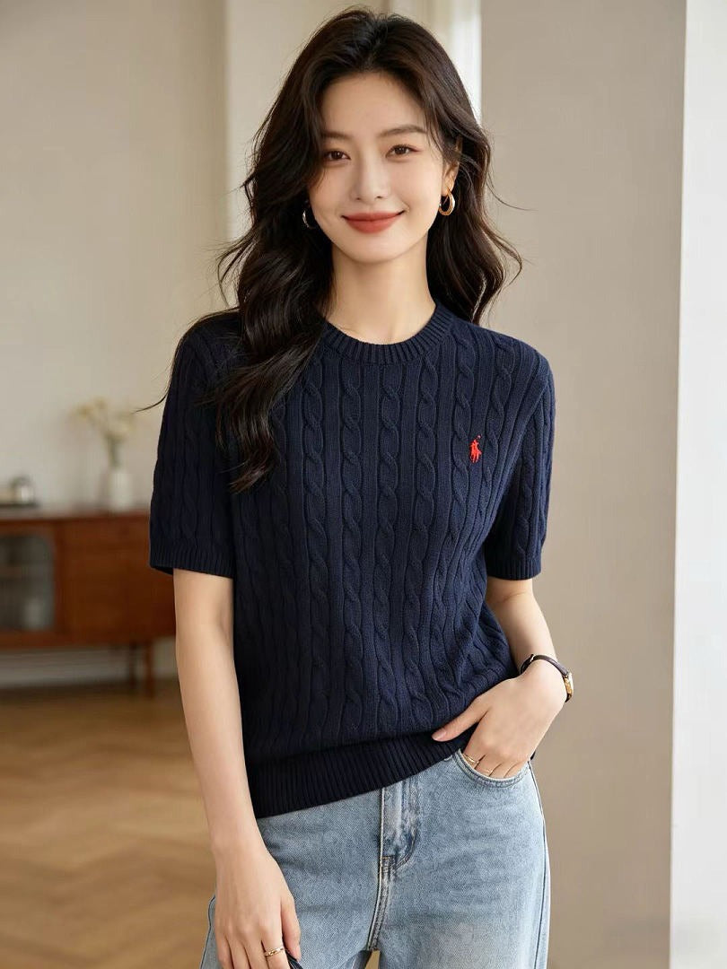 Ralph Lauren Woven Knitted Short-Slept T-Shirt
