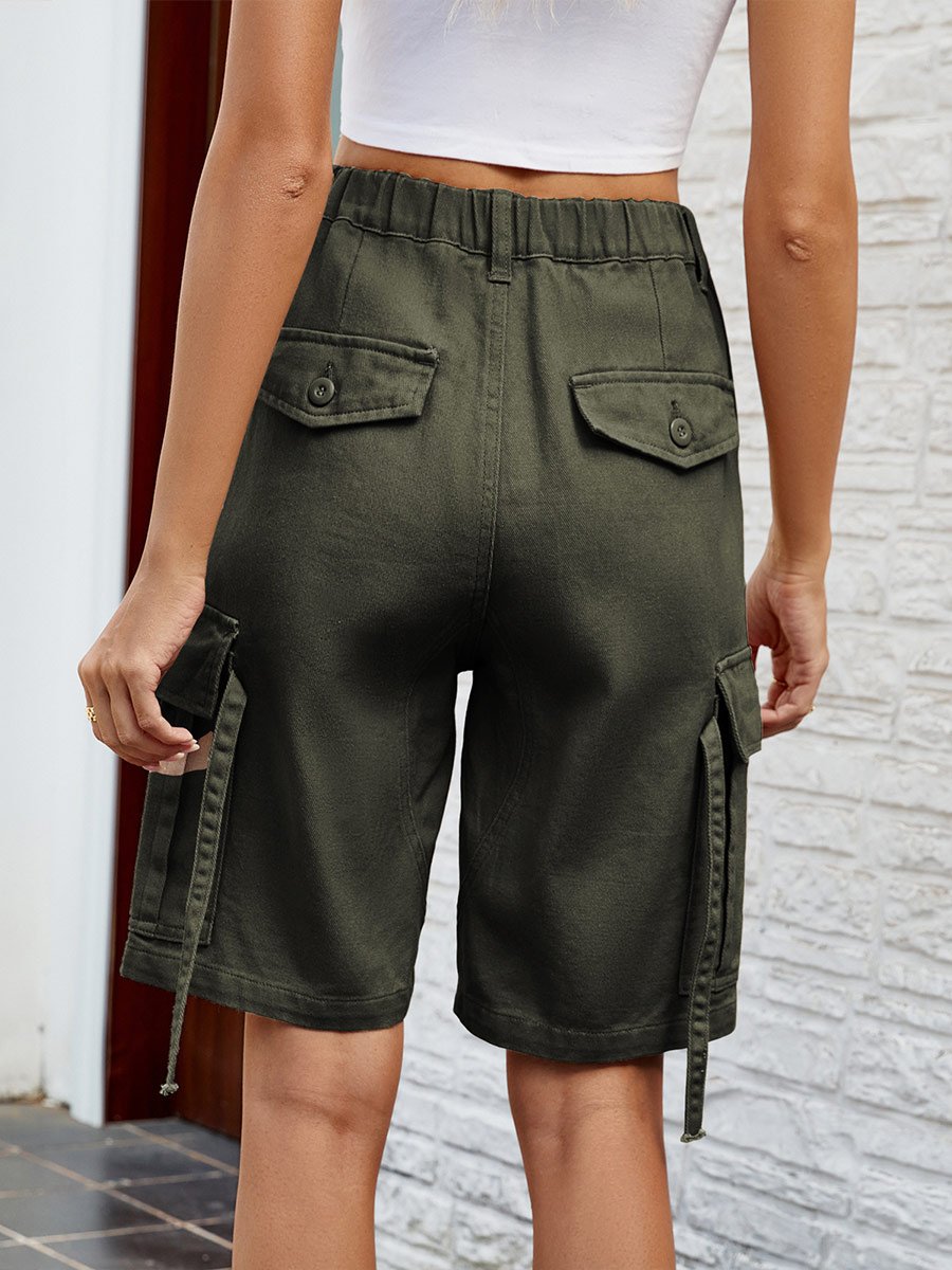 Women's Washed Cargo Casual Shorts