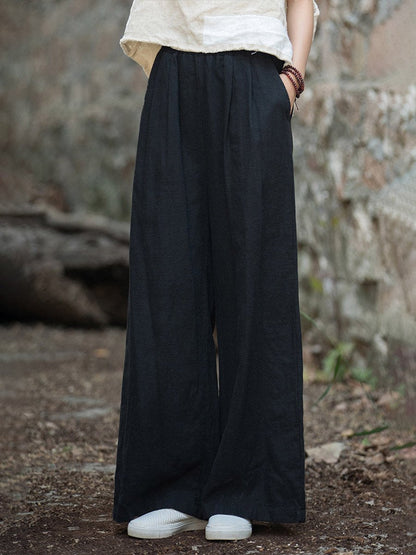 Women's Linen Vintage Wide Leg Pants