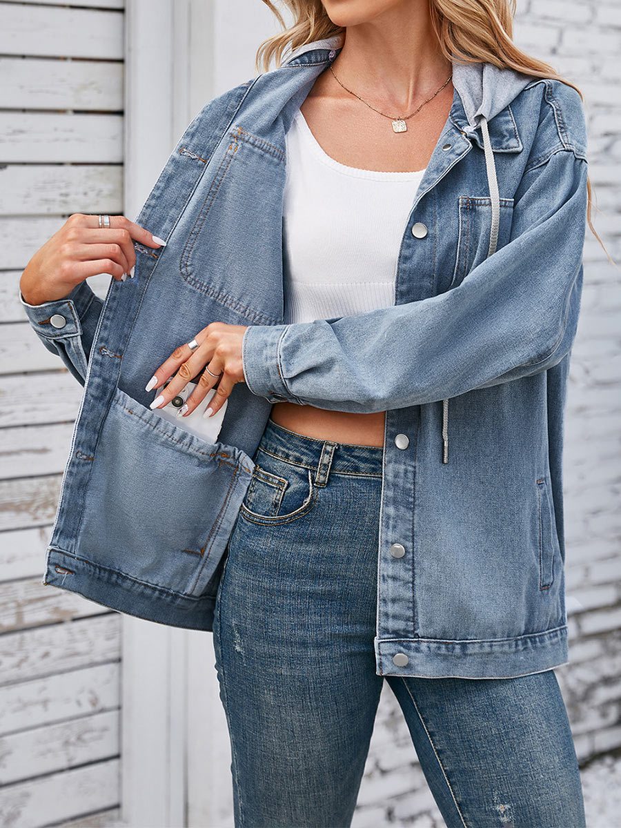 Women's Vintage Washed Denim Jacket Top