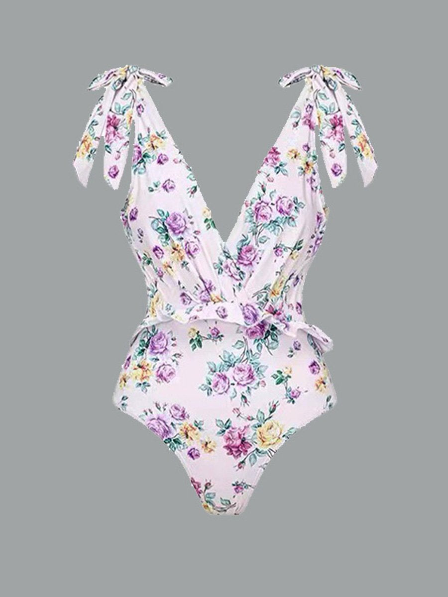 Jupe longue en mousseline de soie à imprimé rétro pour maillot de bain pour femme 