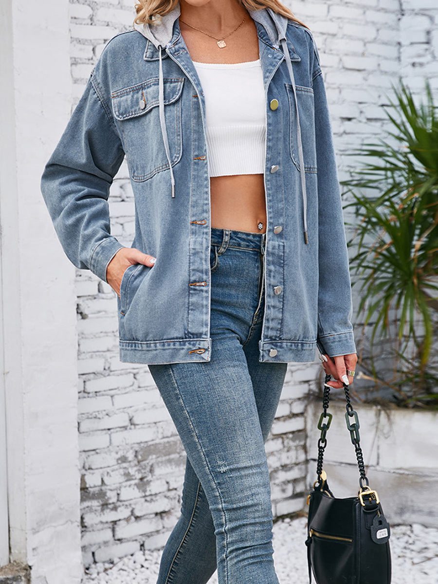 Women's Vintage Washed Denim Jacket Top