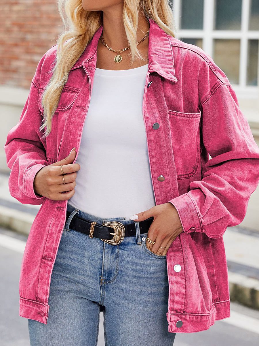 Women's Vintage Washed Denim Jacket Top