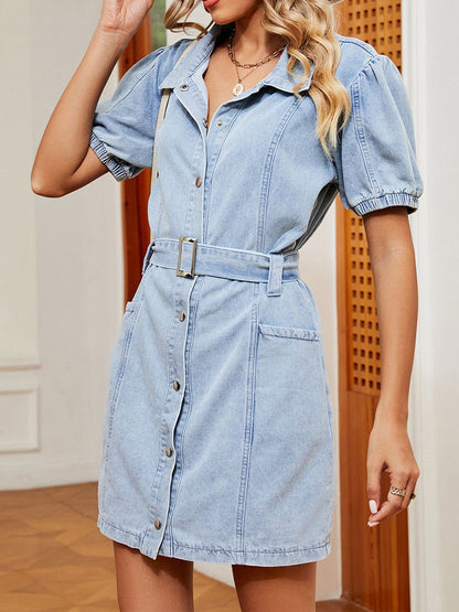 Women's Washed Belt Denim Dress