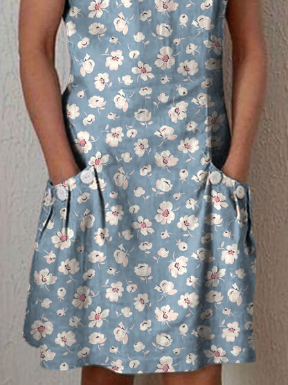 Women's Floral Art Casual Cotton Dress