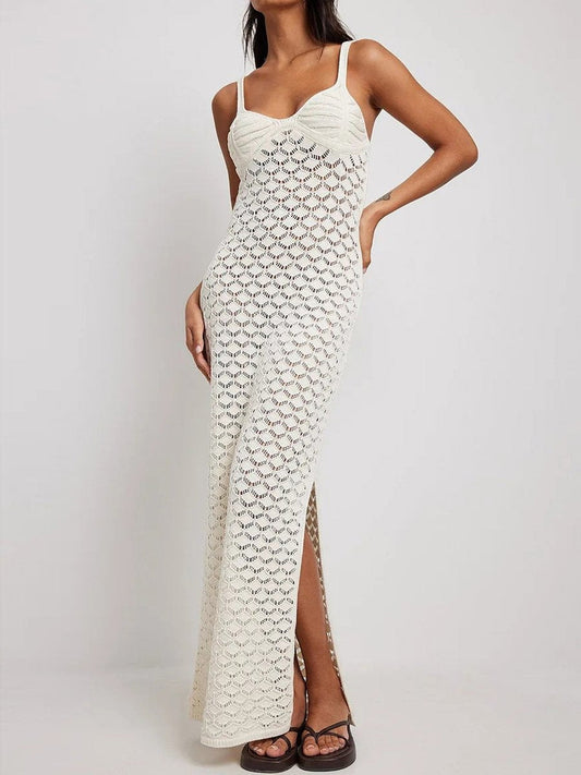 Women's Knitted Hollow Pattern Sling Knitted Skirt