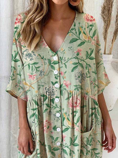 Women's Elegant Simple Rose Floral Pattern Dress