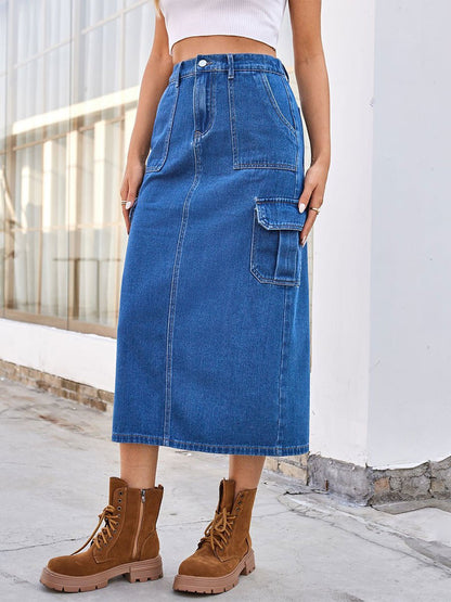 Women's Washed Denim Work Skirt