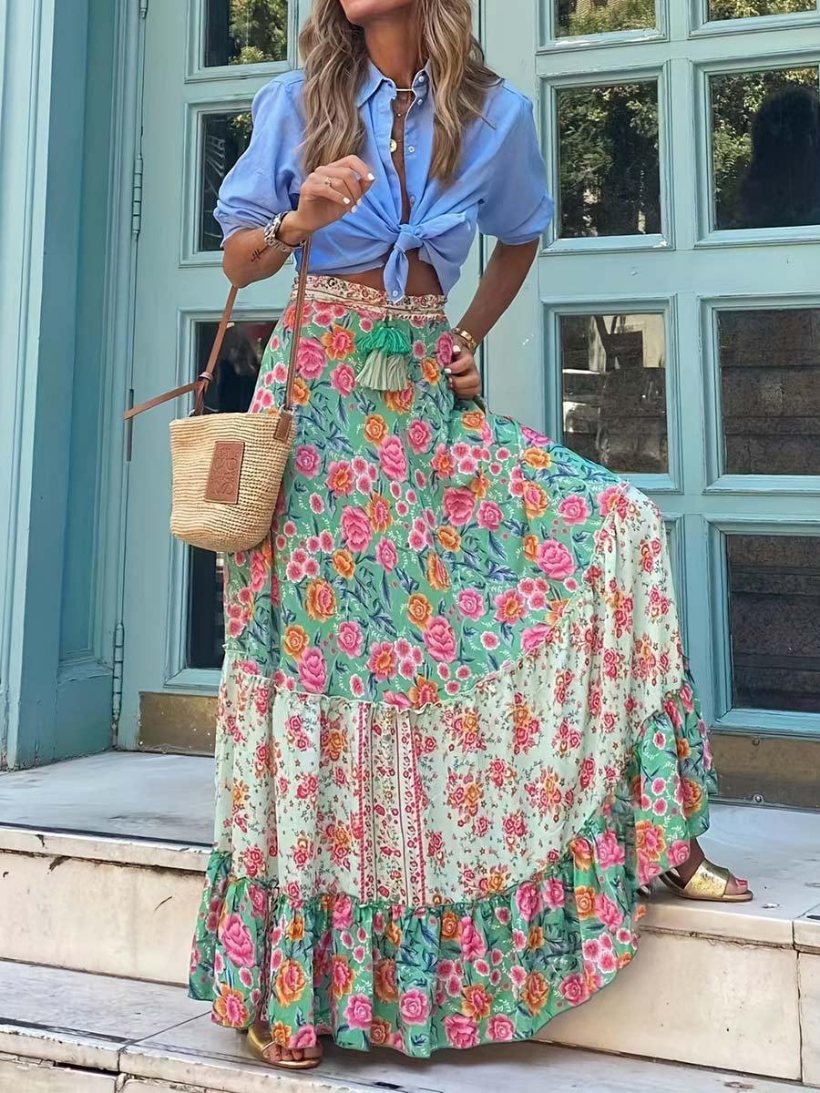 Women's Bohemian Printed Loose Skirt