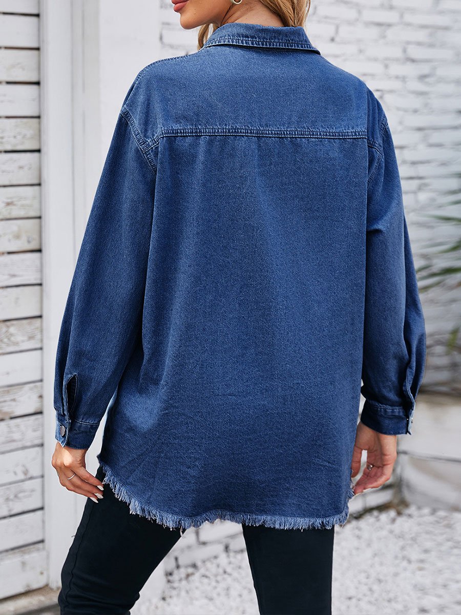 Women's Washed Raw Edge Denim Shirt