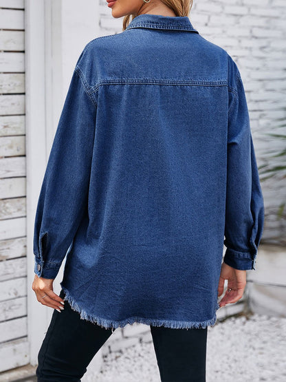 Women's Washed Raw Edge Denim Shirt