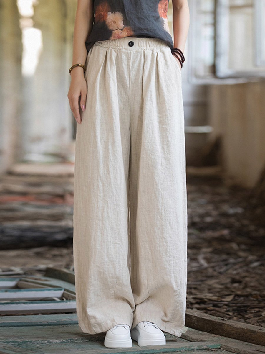 Women's Linen Loose Straight Pants