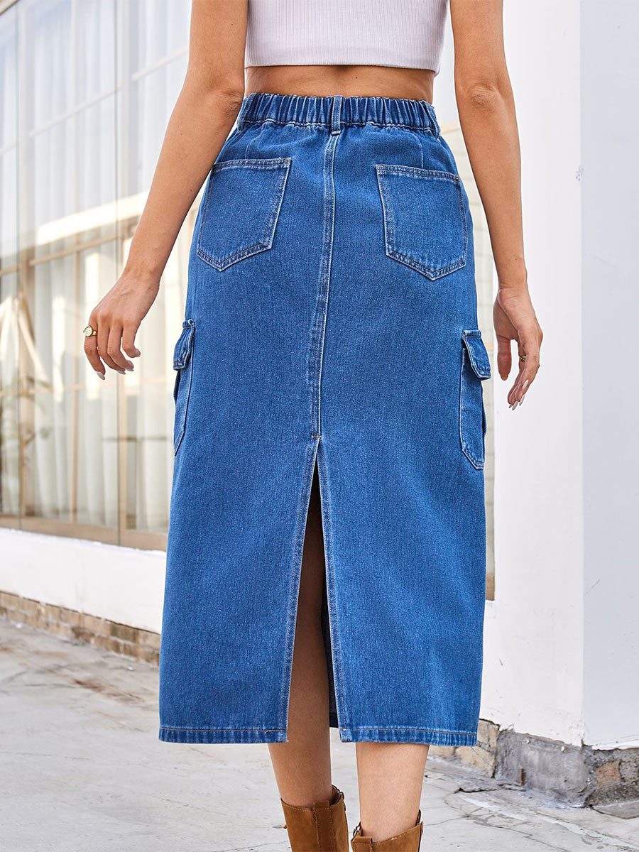 Women's Washed Denim Work Skirt