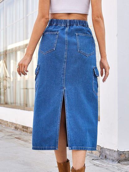 Women's Washed Denim Work Skirt