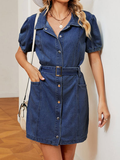 Women's Washed Belt Denim Dress