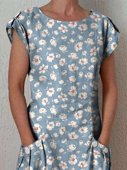 Women's Floral Art Casual Cotton Dress