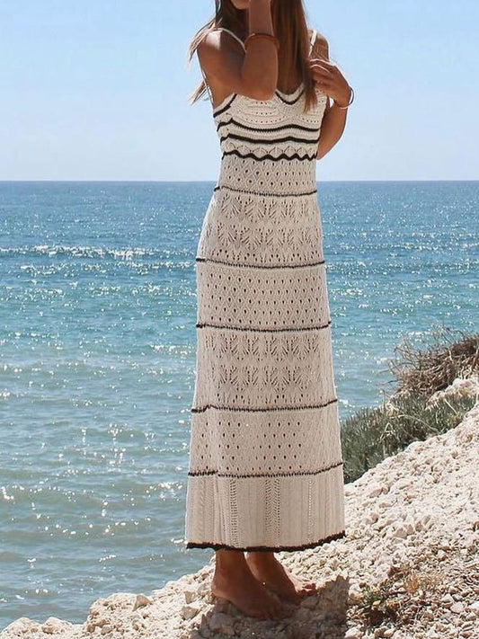 Robe nuisette en tricot ajouré pour femme 