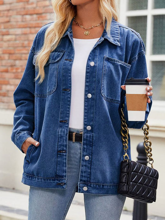 Women's Vintage Washed Denim Jacket Top